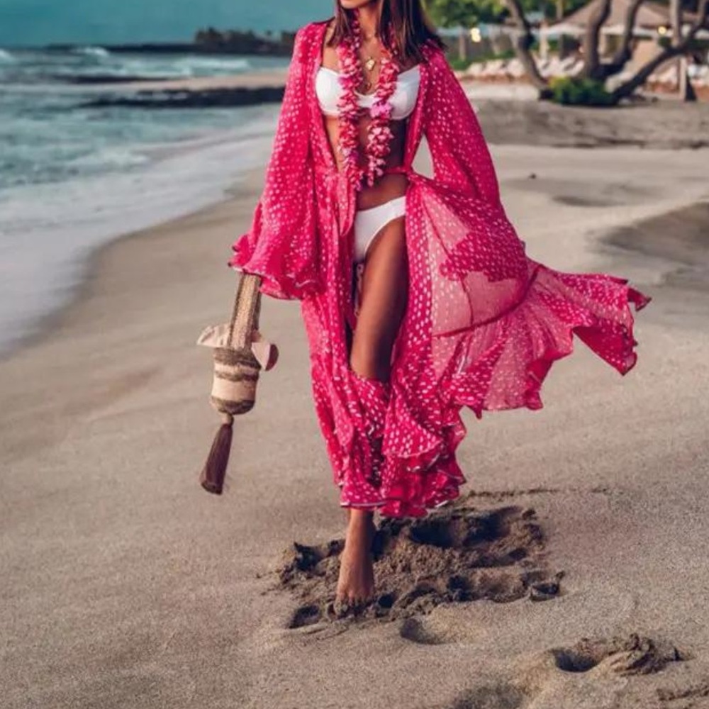 Beach Cover-ups|Beach Women Sexy Elegant Long Sleeve| Summer2025|One Size - Picture 2 of 6